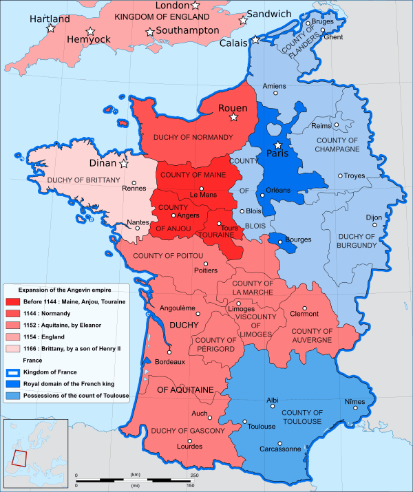 Map: Kingdom of France in 1154